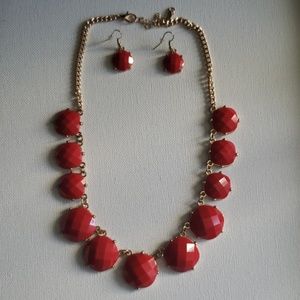 Like New Red Necklace & Earring Set